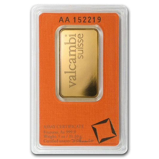 1 OZ GOLD BAR - VALCAMBI SUISSE SEALED IN ASSAY