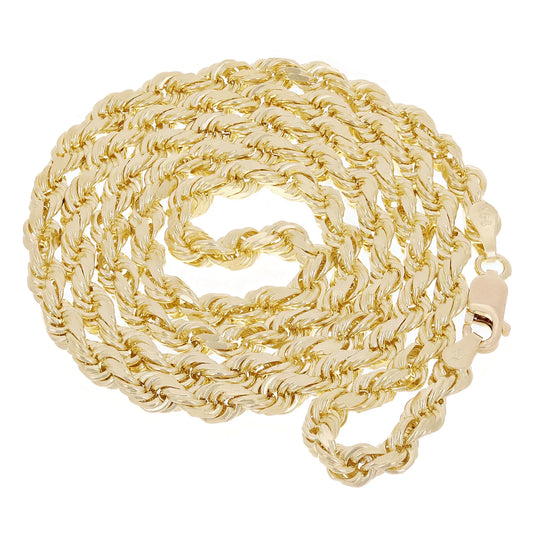 14k Yellow Gold Solid Diamond Cut Rope Chain Necklace 2.5mm