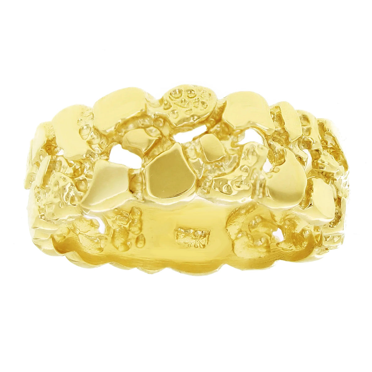 10k Yellow Gold Solid Nugget Cuban Ring Band Sizes 9mm Various Sizes