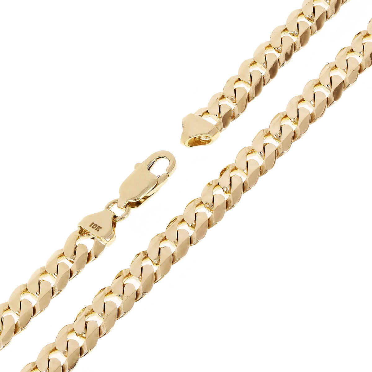 10k 8mm Yellow Gold Solid Curb Cuban Link Chain Bracelet 7"