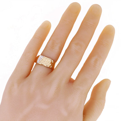 10k Yellow Gold Nugget Ring with Diamonds 9.7mm Various Sizes