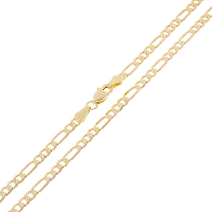 14k Yellow Hallow Gold Figaro Chain Necklace 2.3mm Various Length