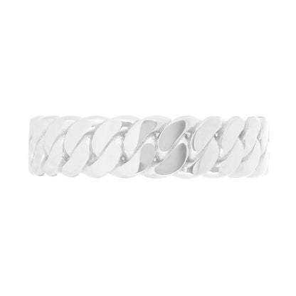 14k White Gold Miami Cuban Ring Curb Link Band 6.7mm Various Sizes