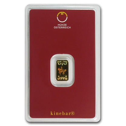 1 gram Gold Bar - Austrian Mint Kinebar Design