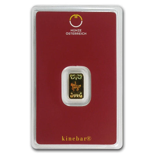 1 gram Gold Bar - Austrian Mint Kinebar Design