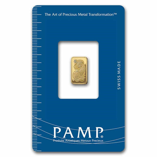 1 GRAM GOLD BAR - PAMP SUISSE ROSA GOLD BAR - IN ASSAY CARD