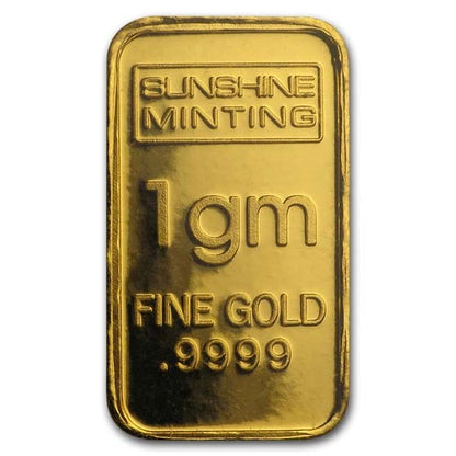 1 gram Gold Bar - Sunshine Minting (In TEP Packaging)
