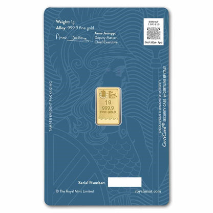 1 gram Gold Bar - The Royal Mint Britannia