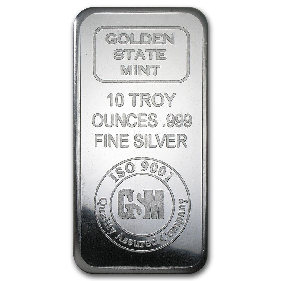 10 OZ. SILVER BAR GOLDEN STATE MINT SILVER BAR