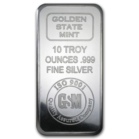 10 OZ. SILVER BAR GOLDEN STATE MINT SILVER BAR