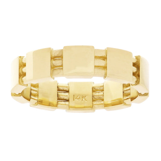 14k Yellow Gold Barrel Ring Band Size 8