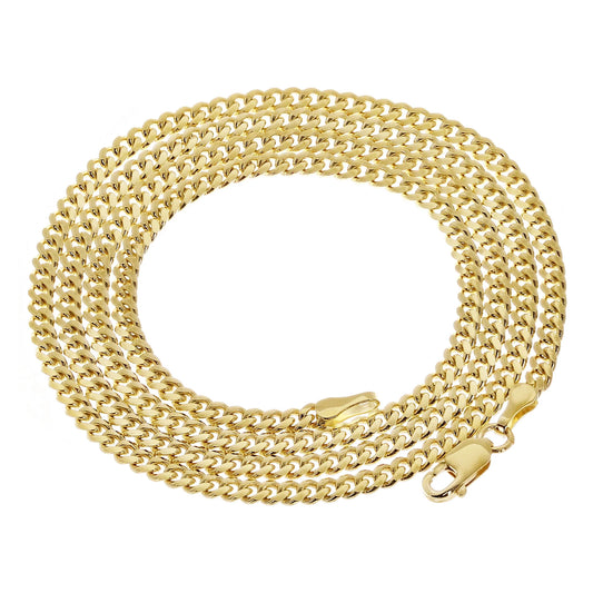 Italian 14k Yellow Gold Solid Miami Cuban Chain Necklace 3mm