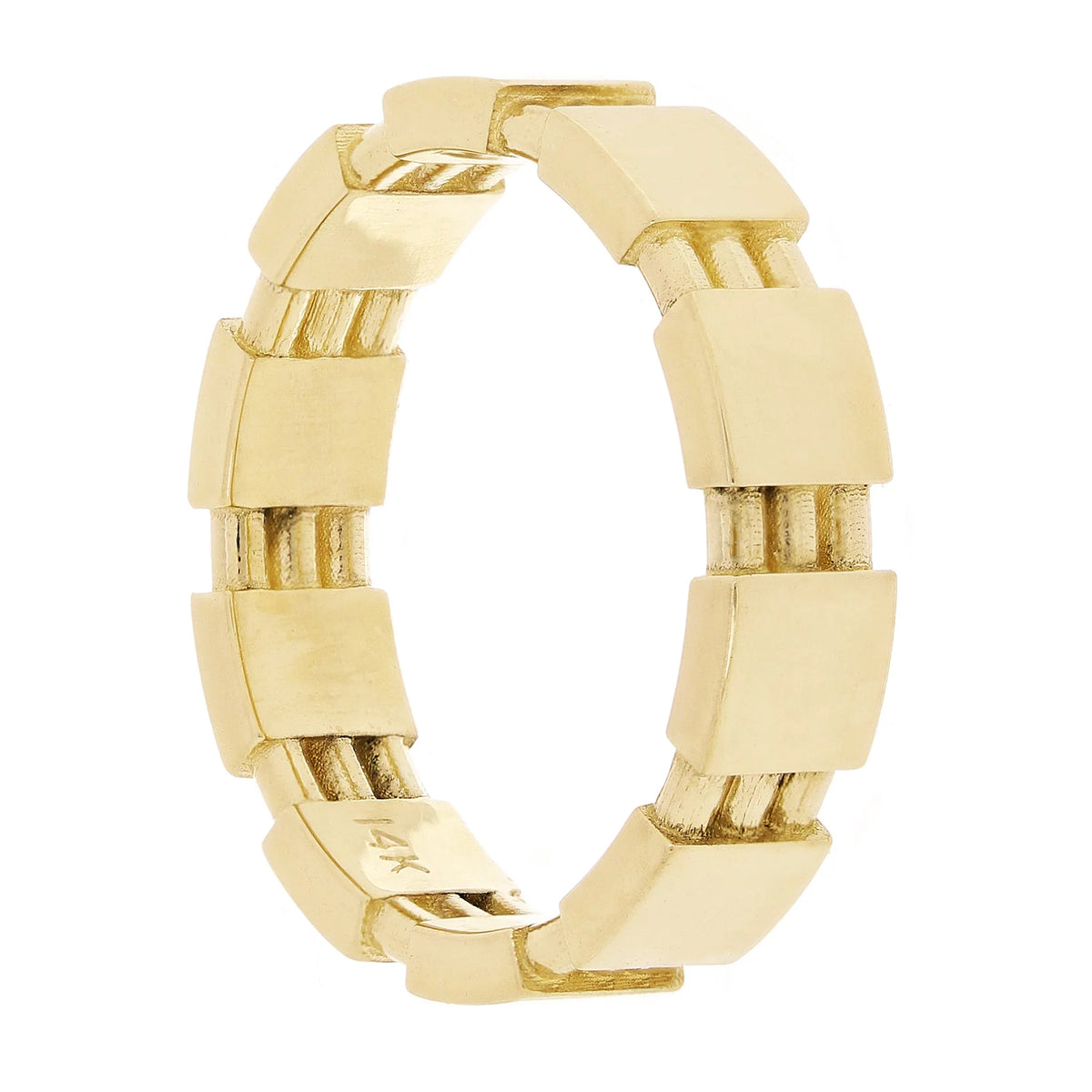 14k Yellow Gold Barrel Ring Band Size 8