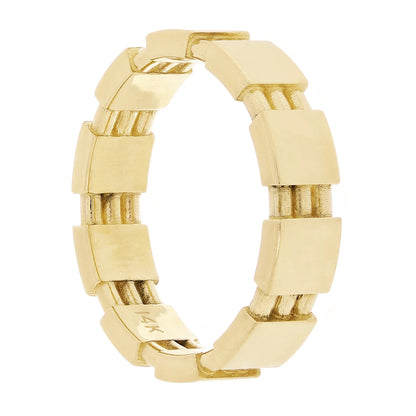 14k Yellow Gold Barrel Ring Band Size 8