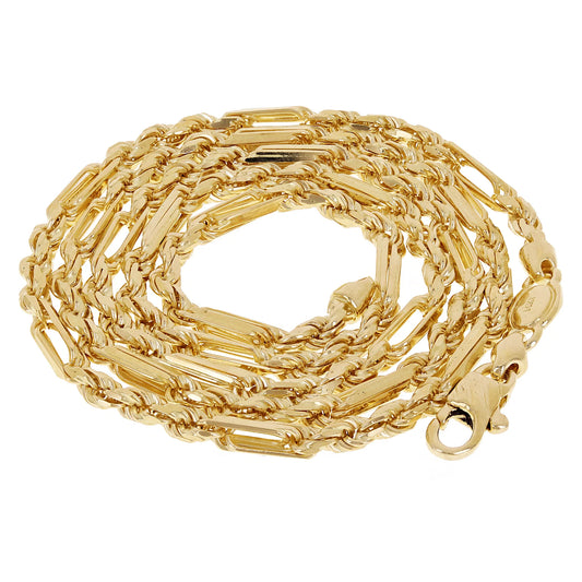 Italian 14k Yellow Gold Solid Milano Rope Chain Necklace 3mm