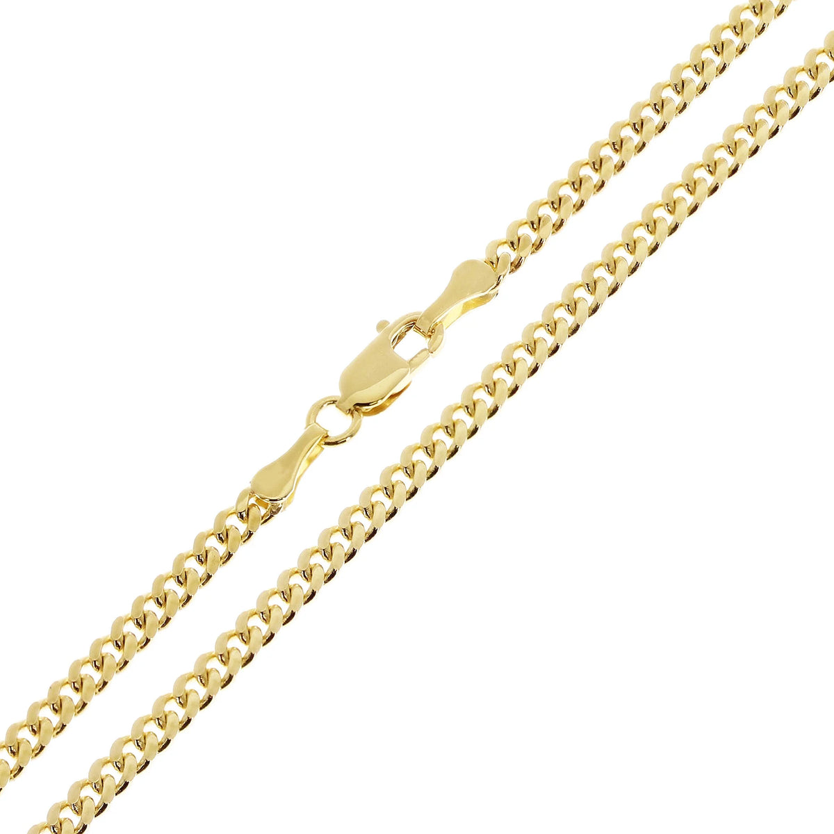 Italian 14k Yellow Gold Solid Miami Cuban Chain Necklace 3mm