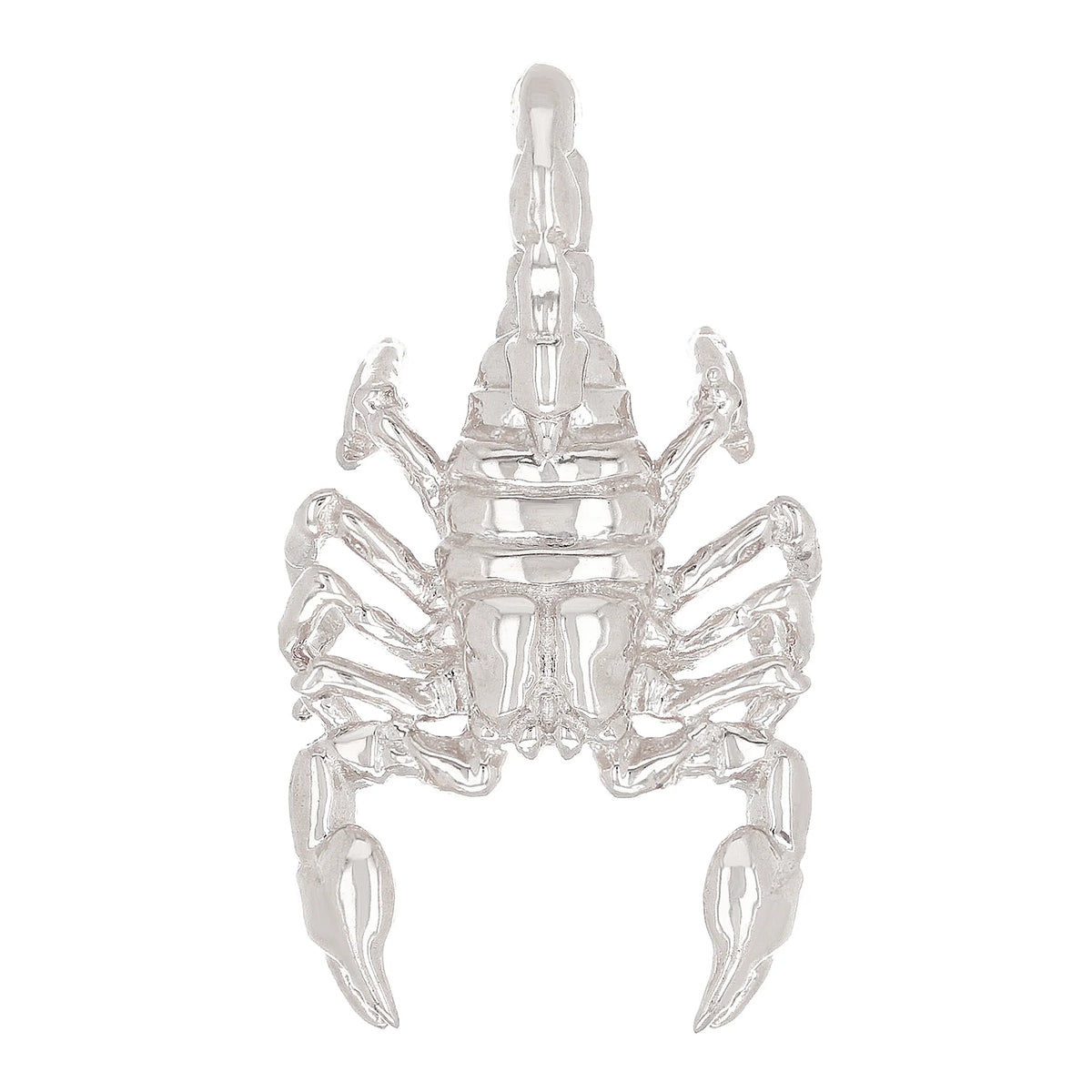 14K White Gold Solid Scorpion Pendant 1.1"