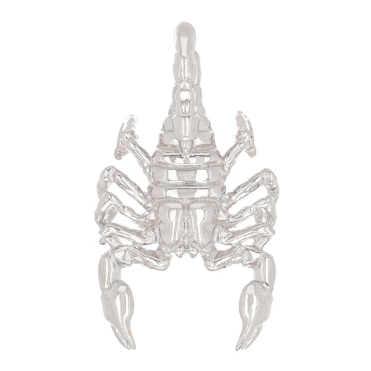 14K White Gold Solid Scorpion Pendant 1.1"