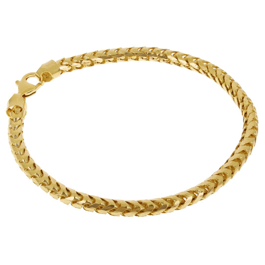 Italian 14k Yellow Gold Solid Diamond Cut Franco Bracelet 8.5"