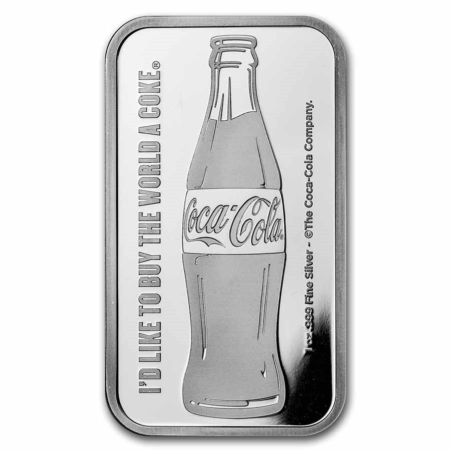 Coca-Cola 1 oz Silver Struck Bar