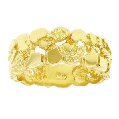 10k Yellow Gold Solid Nugget Cuban Ring Band Sizes 9mm Various Sizes