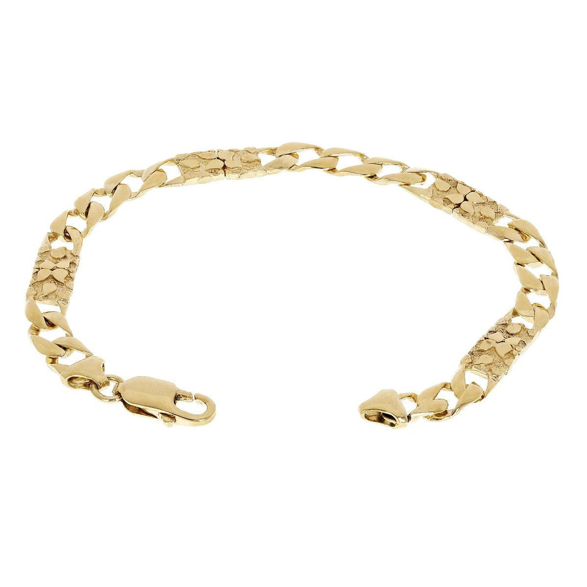 14k Yellow Gold Solid Cuban Nugget Link Bracelet 7.5" 6.5mm