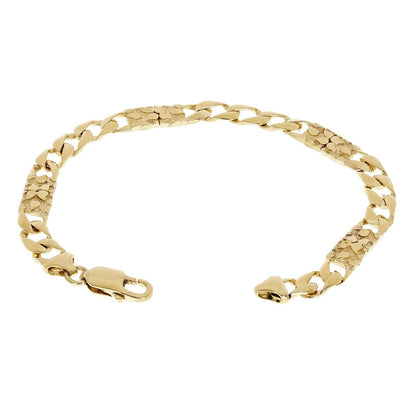 14k Yellow Gold Solid Cuban Nugget Link Bracelet 7.5" 6.5mm