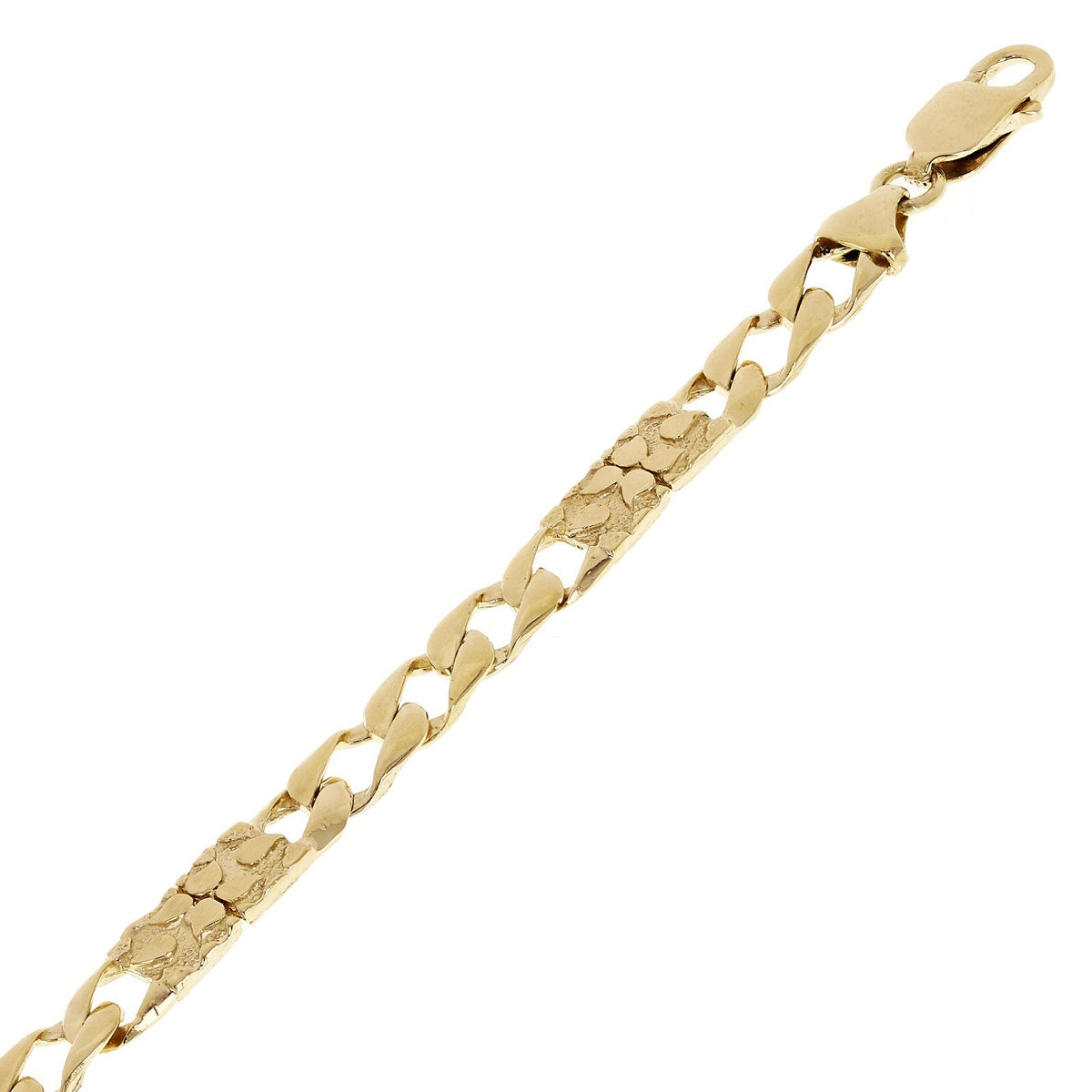 14k Yellow Gold Solid Cuban Nugget Link Bracelet 7.5" 6.5mm