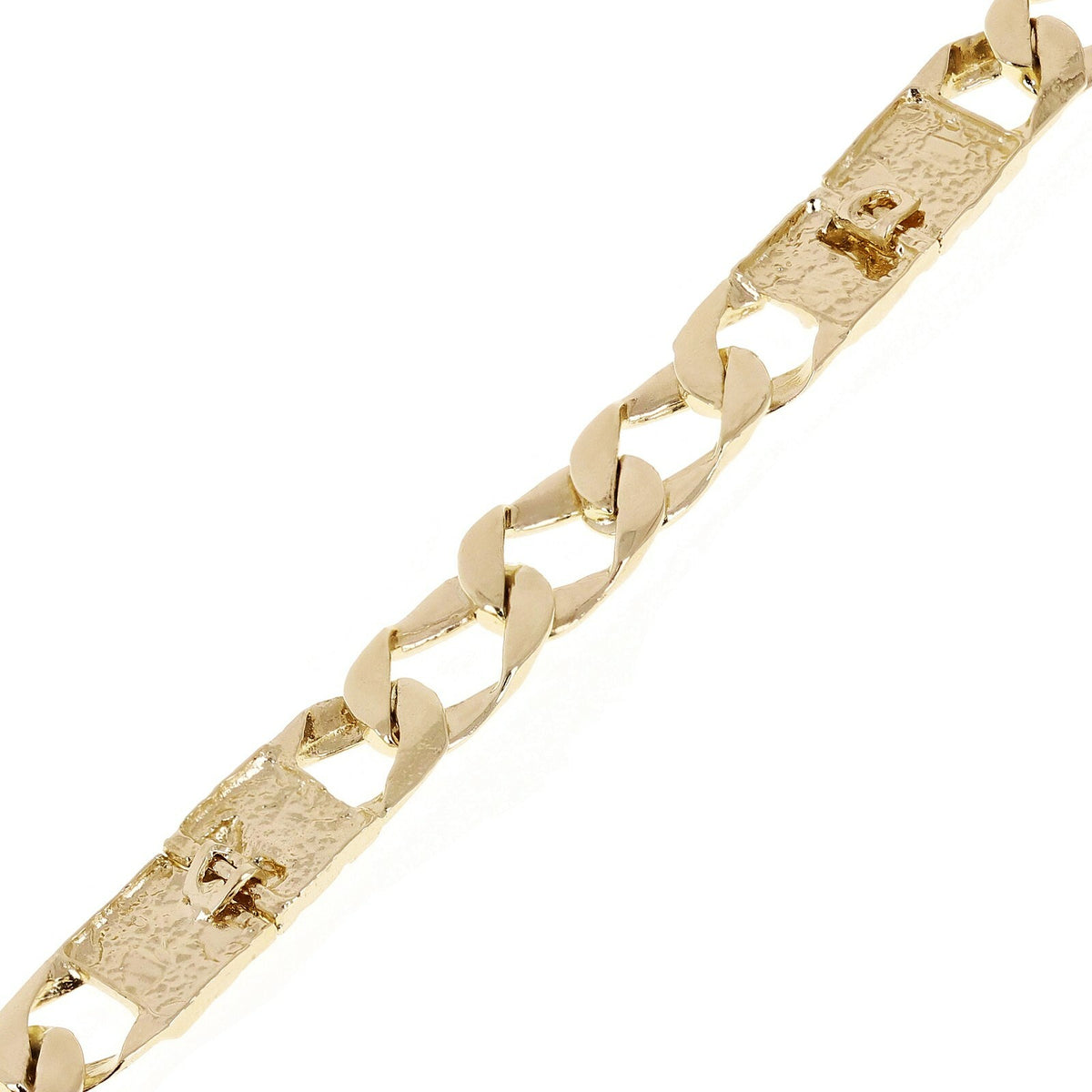 14k Yellow Gold Solid Cuban Nugget Link Bracelet 7.5" 6.5mm