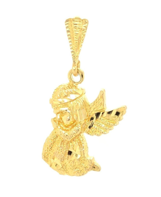 14k Yellow Gold Praying Angel Pendant